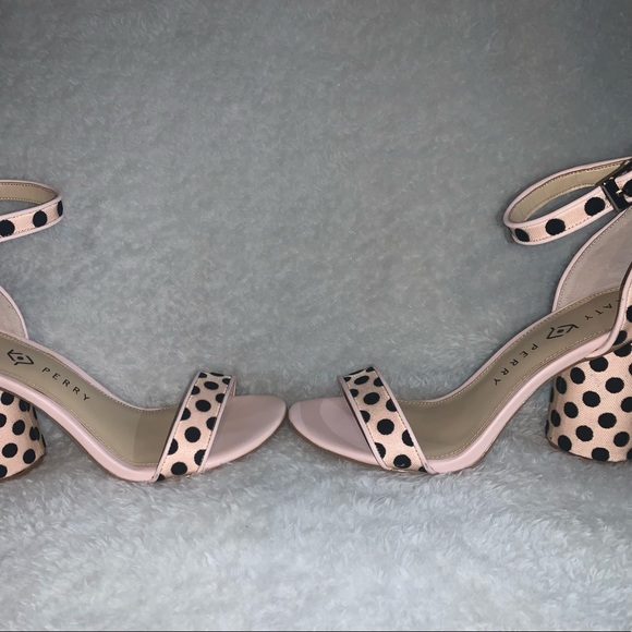 Katy Perry Clara block heel sandals, nude (pink-ish) with brown polka dots - Picture 3 of 7